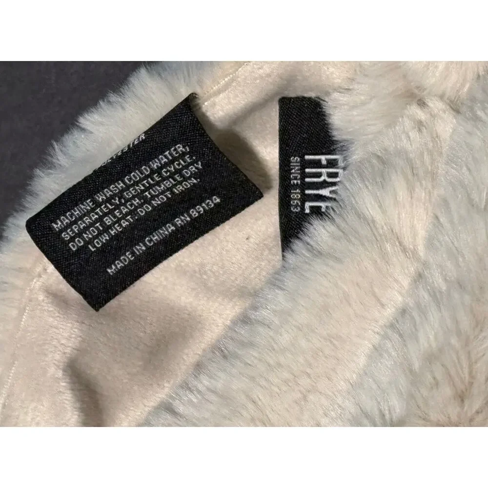 FRYE Faux Fur Throw Blanket Creamy Beige Ivory NWT 50 x 70